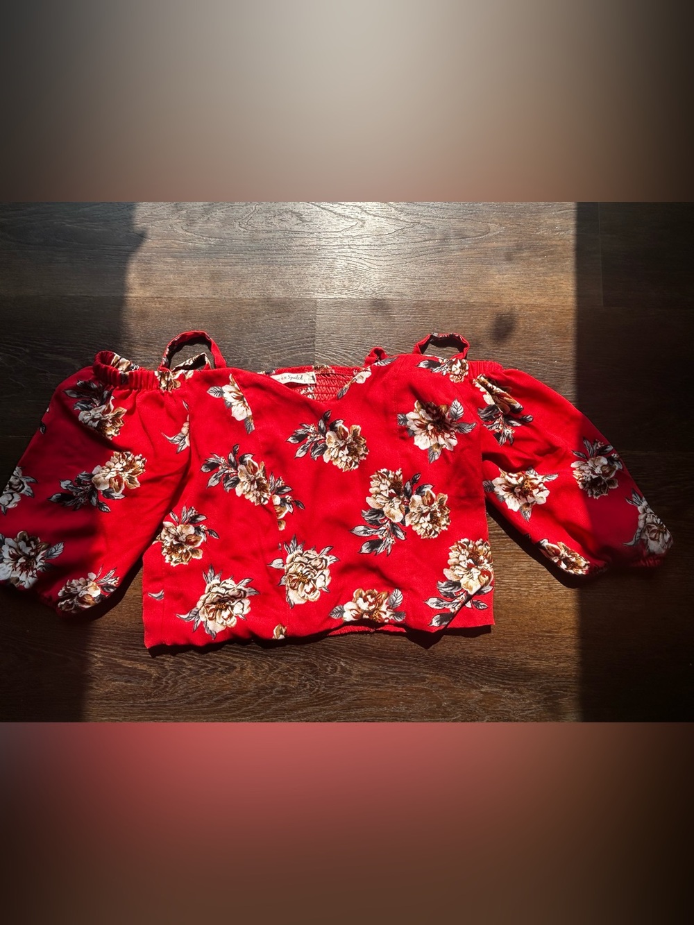 Othr Red Floral Off-Shoulder Crop Top